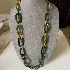 Chunky Composite and Gold Metal Link Necklace